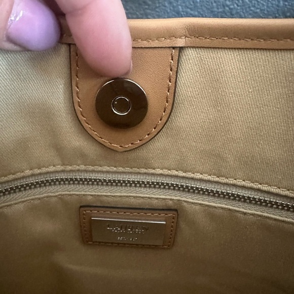 NWT Ralph Lauren Canvas Med Whitley Beige Tan Monogram Shoulder Bucket Bag - Picture 5 of 10